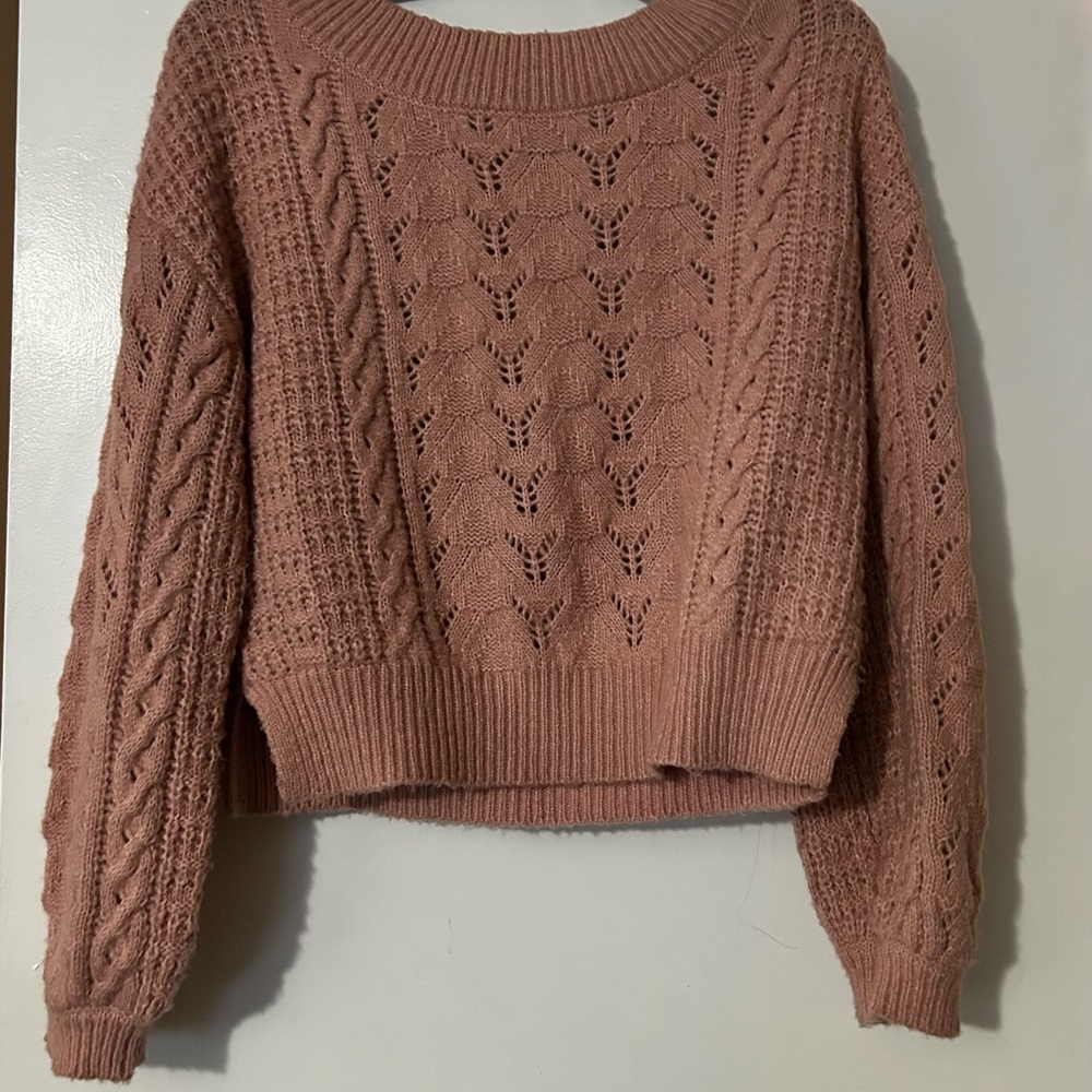 Women's Pink Cable Knit Sweater
